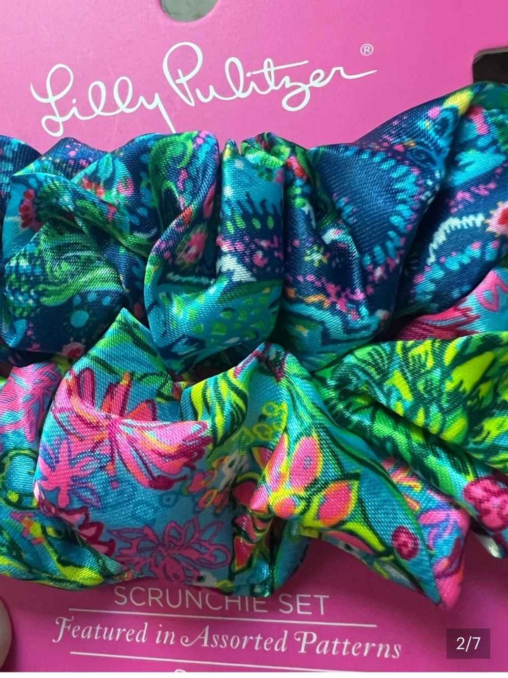 Lilly Pulitzer Floral Sayin Scrunchie Set of 2 - Picture 2 of 4